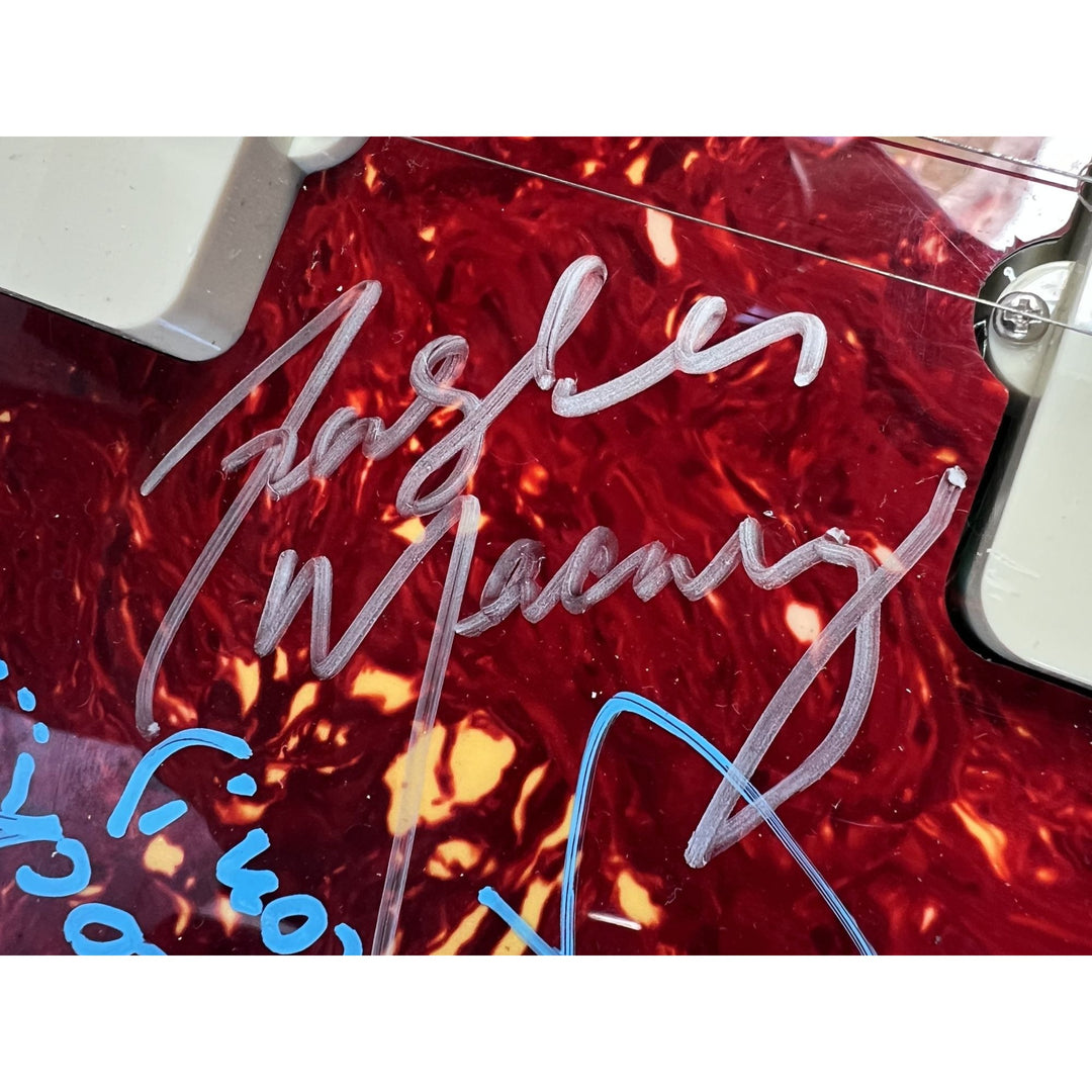 Queen Freddie Mercury Roger Taylor Brian May John Deacon Fender Melody Maker electric guitar signed with proof