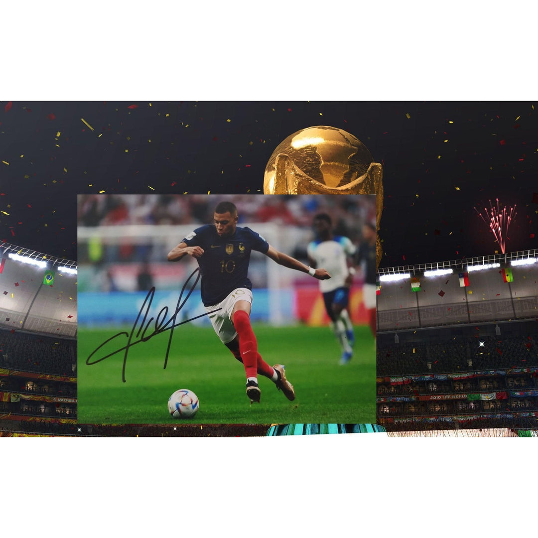  World Cup, All-Time Greats, Kylian Mbappe, signed, 5x7, photo, with proof