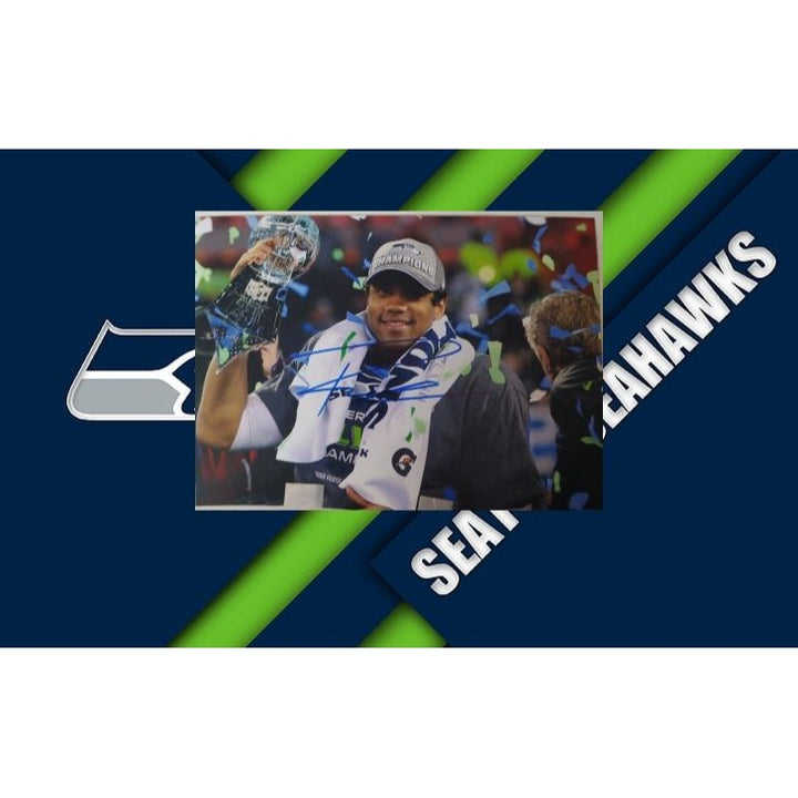 Russell Wilson, Seattle, Seahawks, Super Bowl, Champions, signed, 5x7 photo, with proof