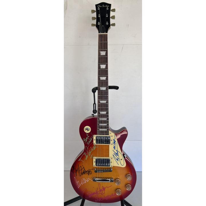 Van Halen vintage cherry les paul electric guitar Eddie & Alex Van Halen, Michael Anthony, David Lee Roth Sammy Hagar signed with proof..