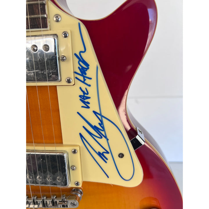 Van Halen vintage cherry les paul electric guitar Eddie & Alex Van Halen, Michael Anthony, David Lee Roth Sammy Hagar signed with proof..