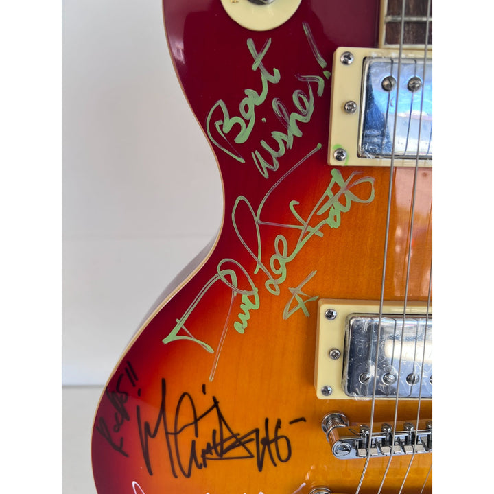 Van Halen vintage cherry les paul electric guitar Eddie & Alex Van Halen, Michael Anthony, David Lee Roth Sammy Hagar signed with proof..