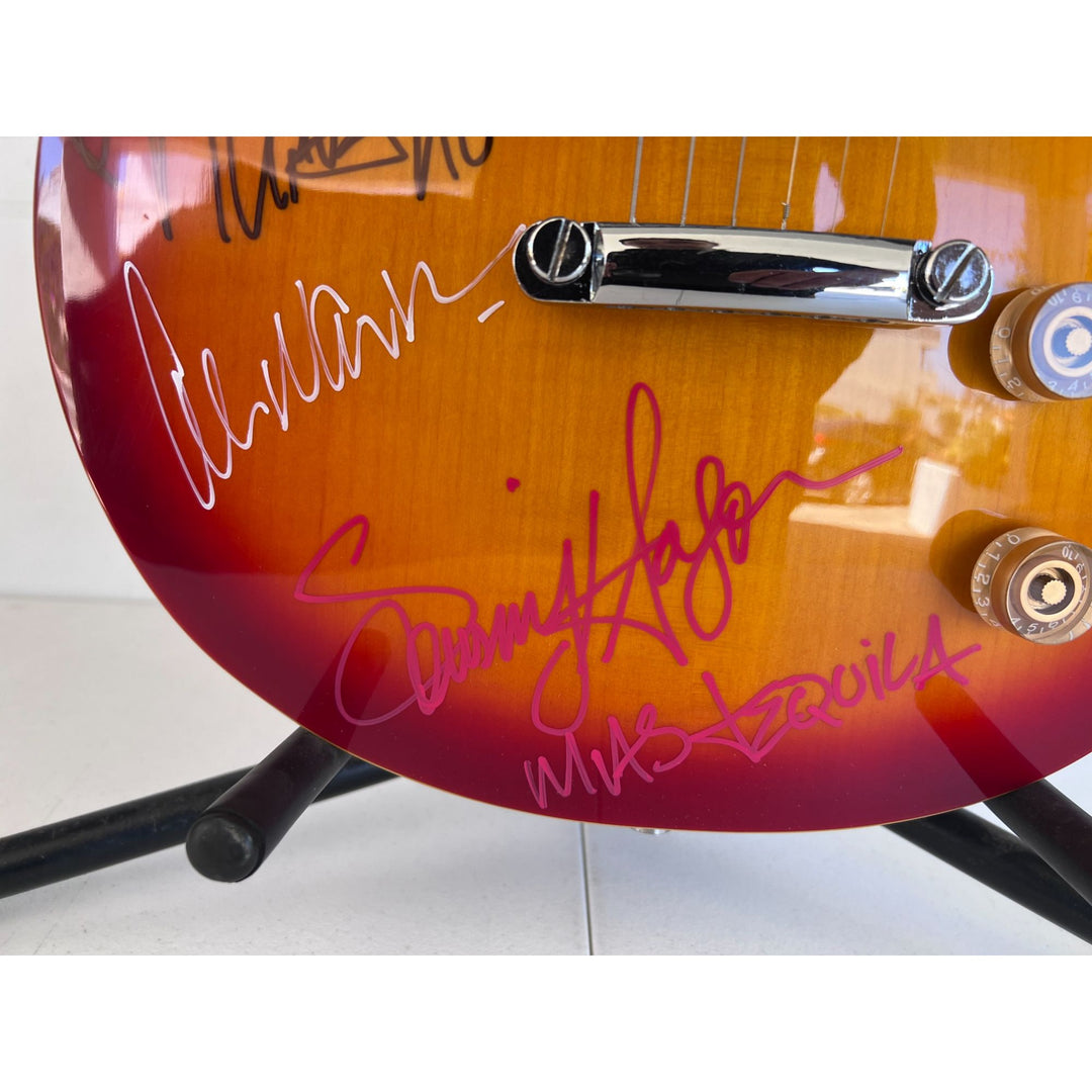 Van Halen vintage cherry les paul electric guitar Eddie & Alex Van Halen, Michael Anthony, David Lee Roth Sammy Hagar signed with proof..