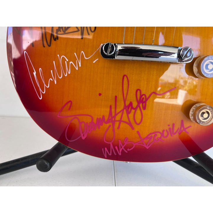 Van Halen vintage cherry les paul electric guitar Eddie & Alex Van Halen, Michael Anthony, David Lee Roth Sammy Hagar signed with proof..