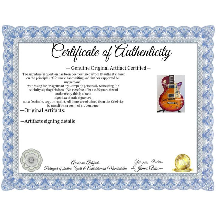 Van Halen vintage cherry les paul electric guitar Eddie & Alex Van Halen, Michael Anthony, David Lee Roth Sammy Hagar signed with proof..