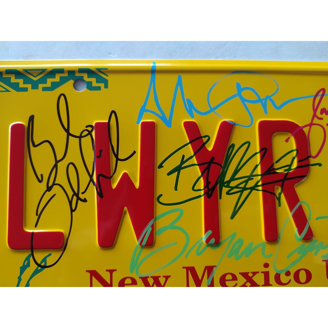 Breaking Bad Brian Cranston Walter White Aaron Paul Jonathan Banks Bob Odenkirk and Giancarlo Esposito authentic license plate signed