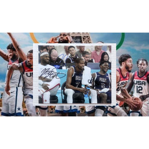 Team USA 2024 LeBron James Kevin Durant and Anthony Edwards 8x10 photo sign with proof