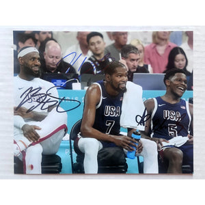 Team USA 2024 LeBron James Kevin Durant and Anthony Edwards 8x10 photo sign with proof