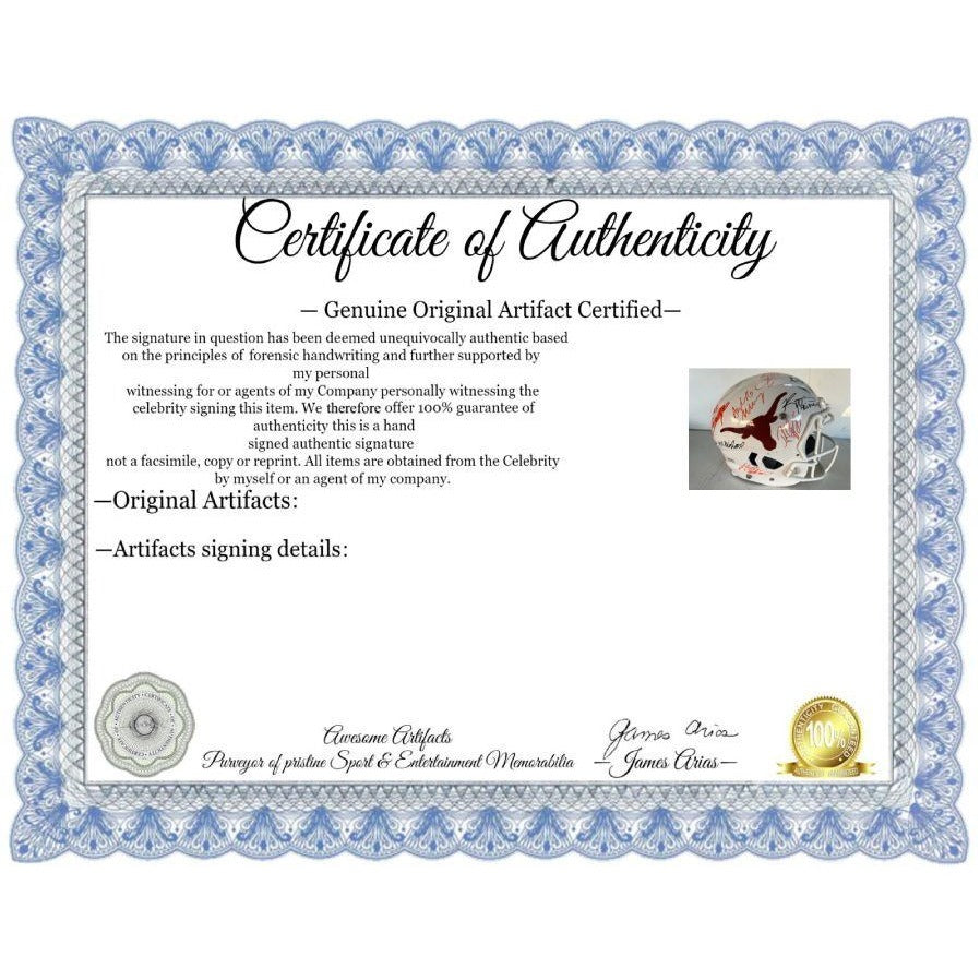 Texas Longhorns all time greats legends game model helmet Ricky Williams Earl Campbell 20 plus signed with proof