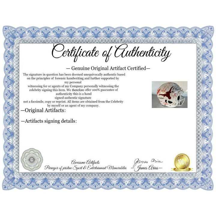 Texas Longhorns all time greats legends game model helmet Ricky Williams Earl Campbell 20 plus signed with proof