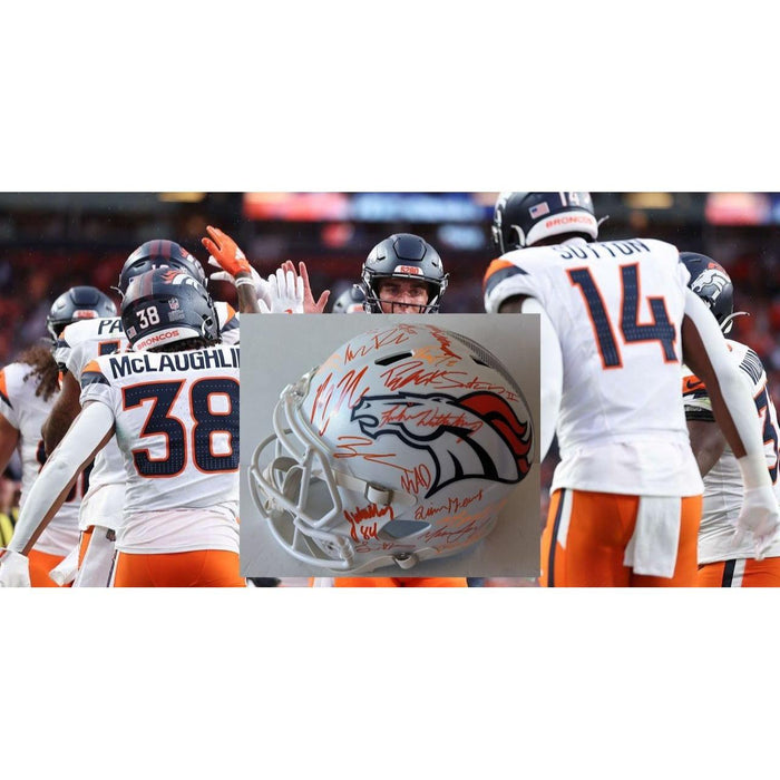 Denver Broncos 2025 team signed Riddel Speed full size helmet signed with proof