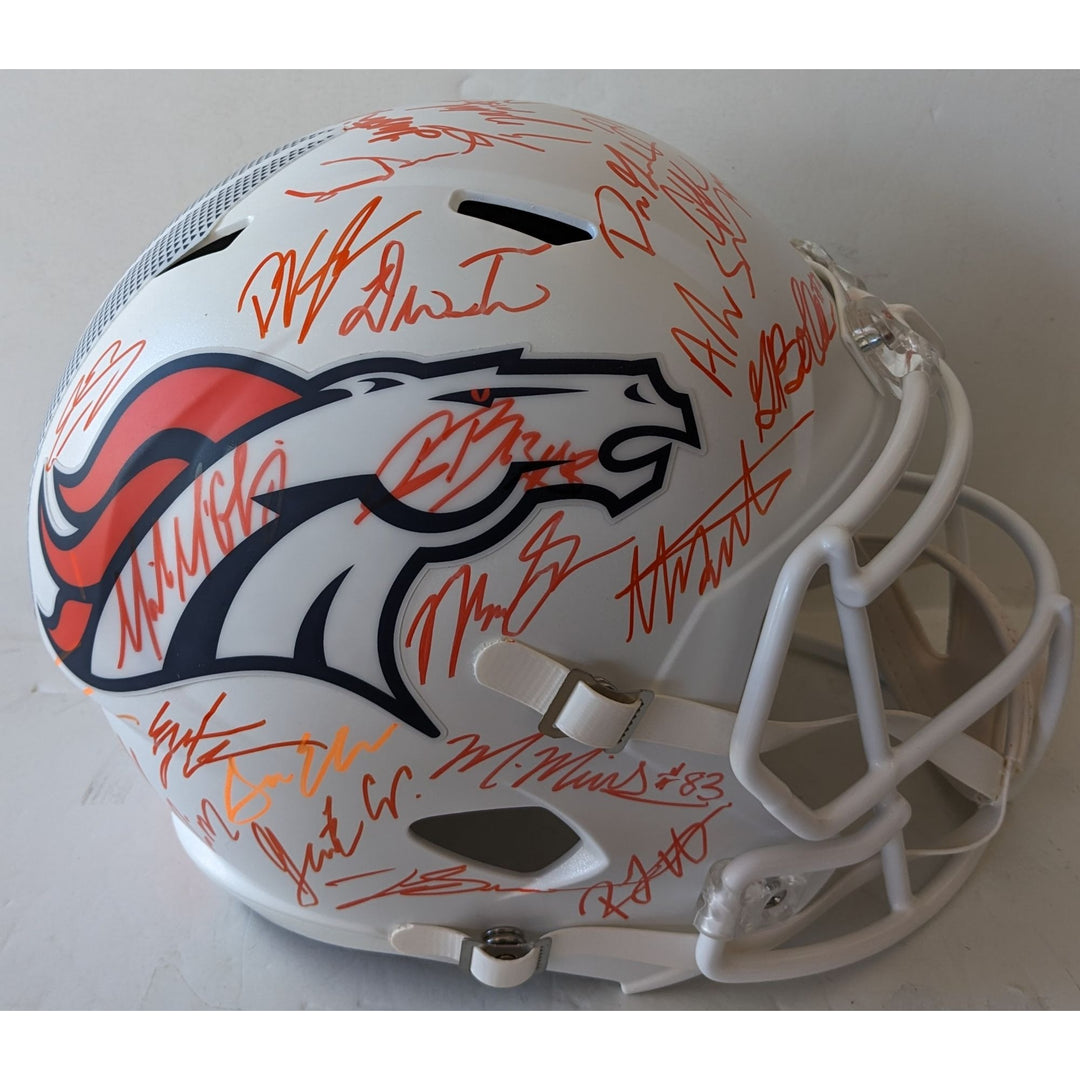 Denver Broncos 2025 team signed Riddel Speed full size helmet signed with proof