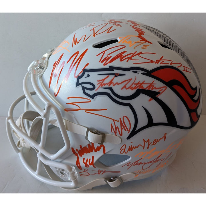 Denver Broncos 2025 team signed Riddel Speed full size helmet signed with proof