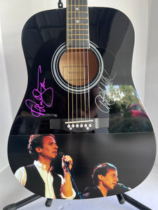 Paul Simon and Art Garfunkel, Simon & Garfunkel full size acoustic guitar signed with proof