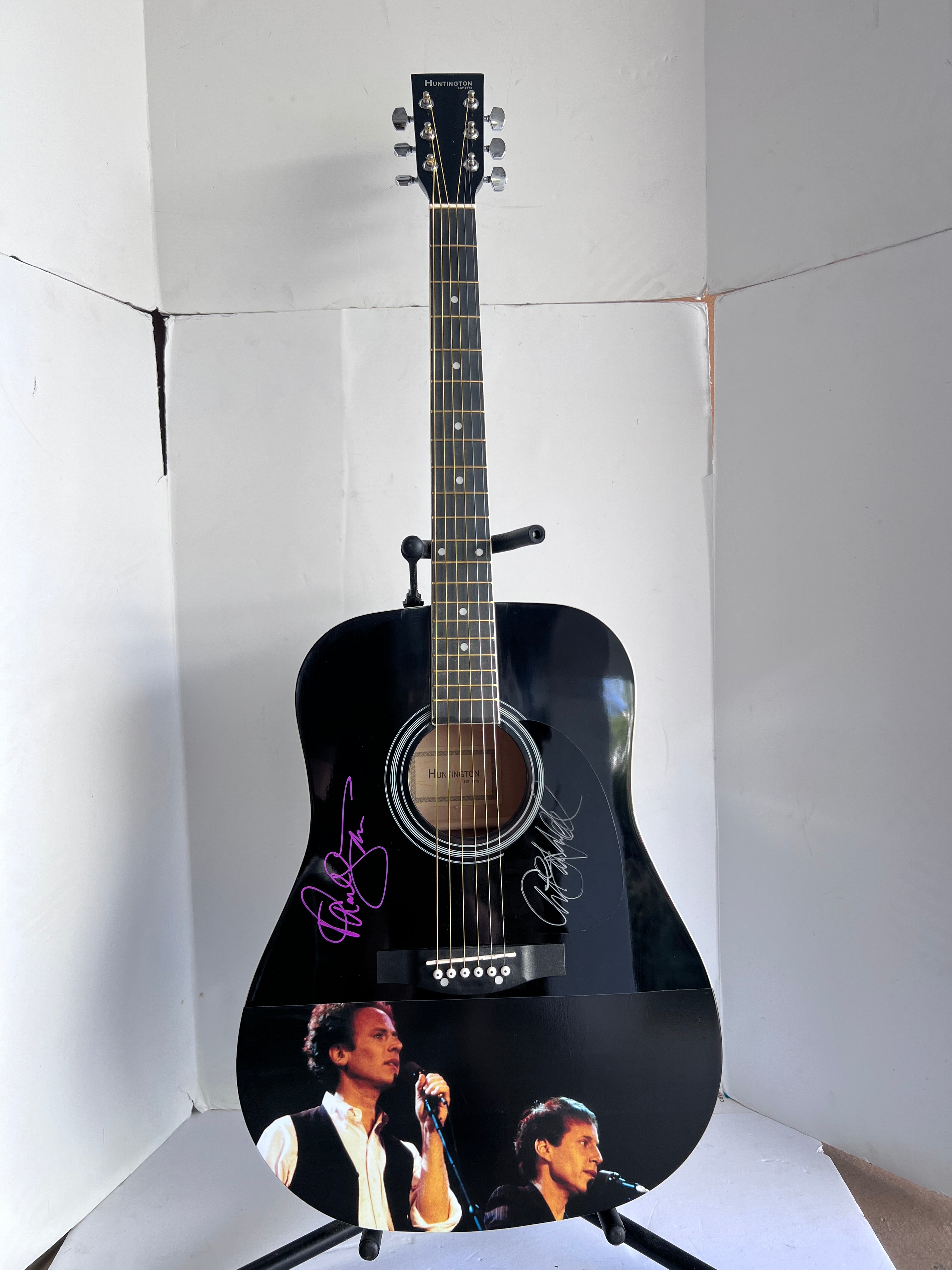 Paul Simon and Art Garfunkel, Simon & Garfunkel full size acoustic guitar signed with proof