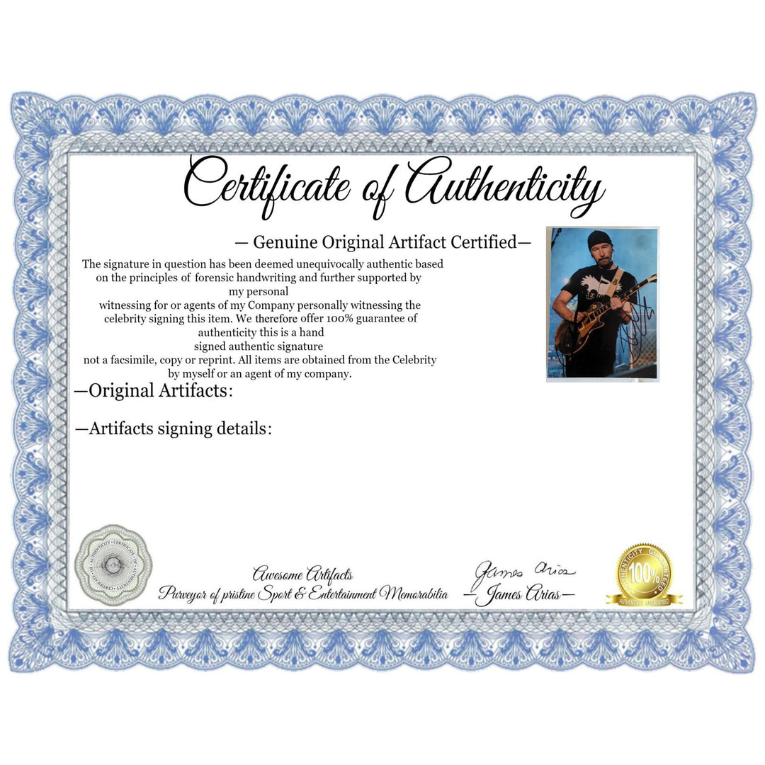 The Edge of U2 5x7 photo signed with proof