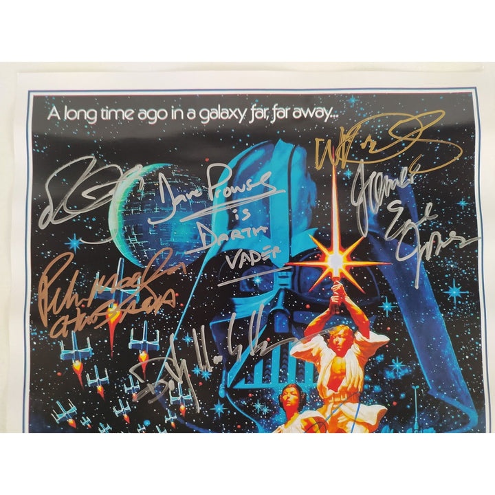 Star Wars authentic vintage mini poster James Earl Jones , George Lucas, Carrie Fisher, Mark Hamill cast signed with proof Awesome Artifacts