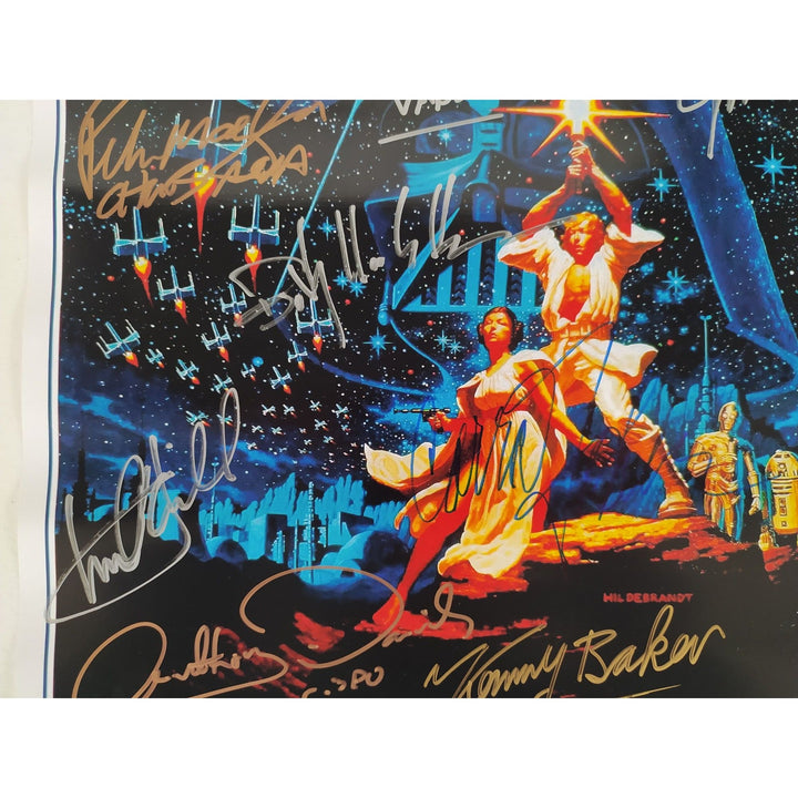 Star Wars authentic vintage mini poster James Earl Jones , George Lucas, Carrie Fisher, Mark Hamill cast signed with proof Awesome Artifacts