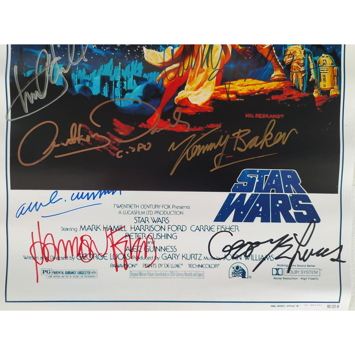 Star Wars authentic vintage mini poster James Earl Jones , George Lucas, Carrie Fisher, Mark Hamill cast signed with proof Awesome Artifacts