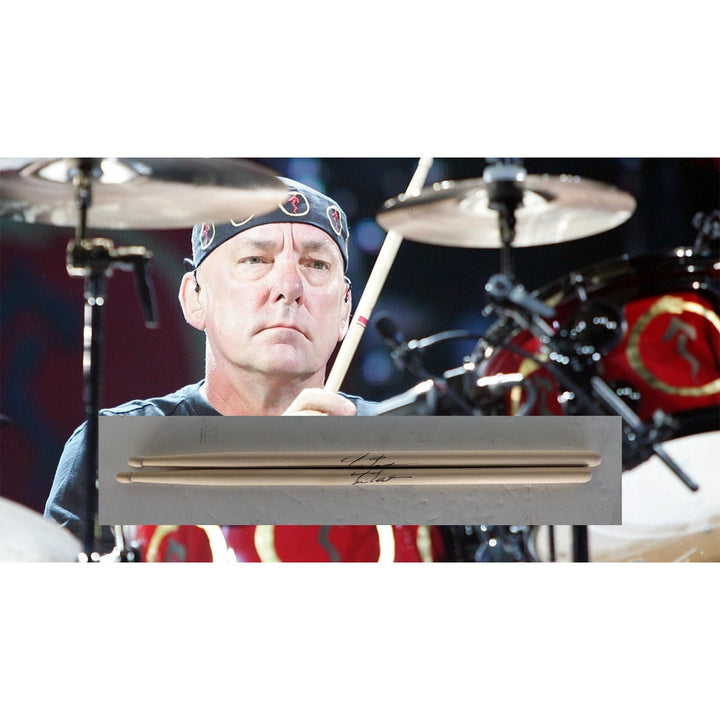 Neil Peart Rush pair of drumsticks signed with proof