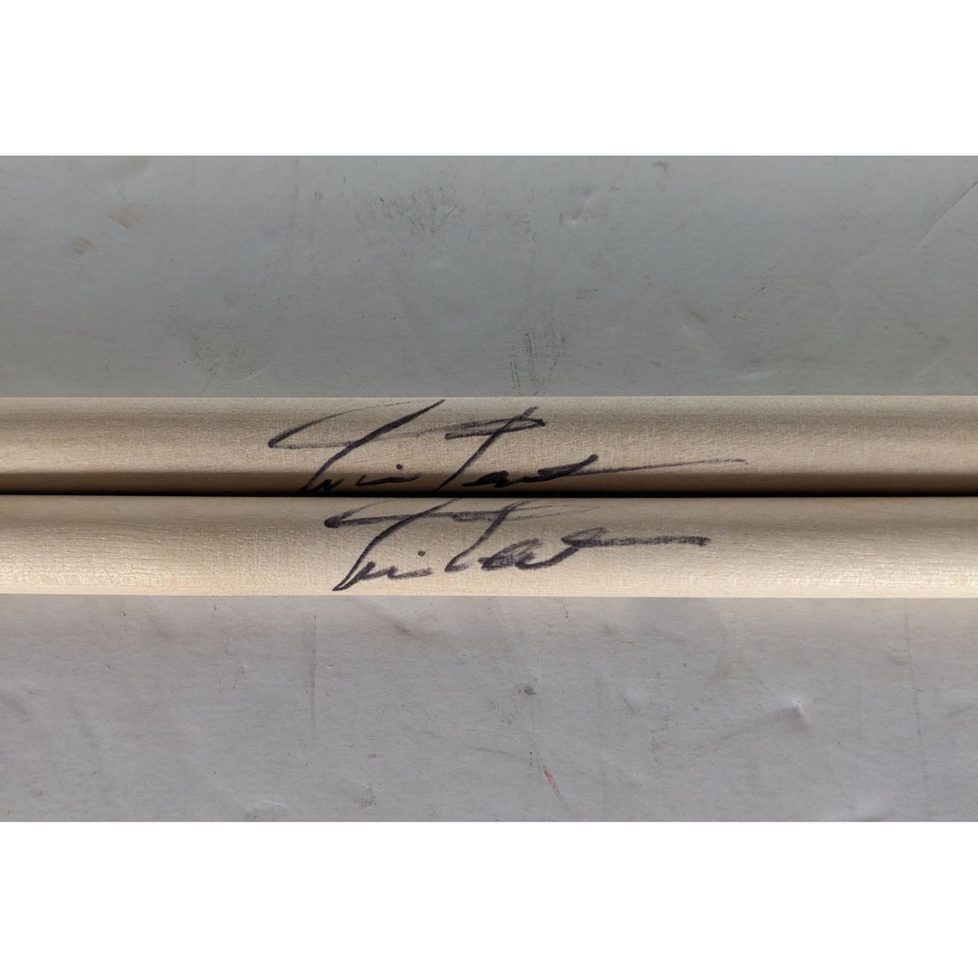 Neil Peart Rush pair of drumsticks signed with proof