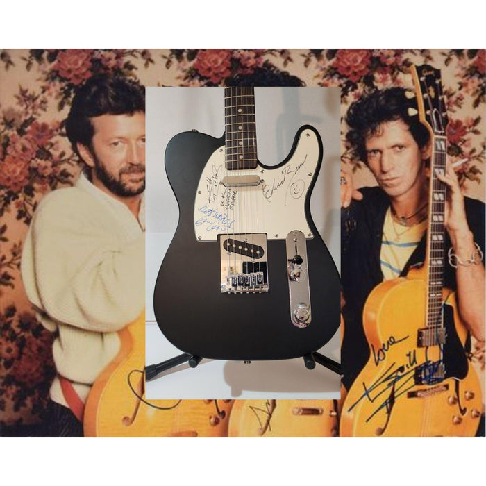Keith Richards (inscribed), Eric Clapton, & Chuck Berry authentic Fender telecaster full size electric guitar signed with proof