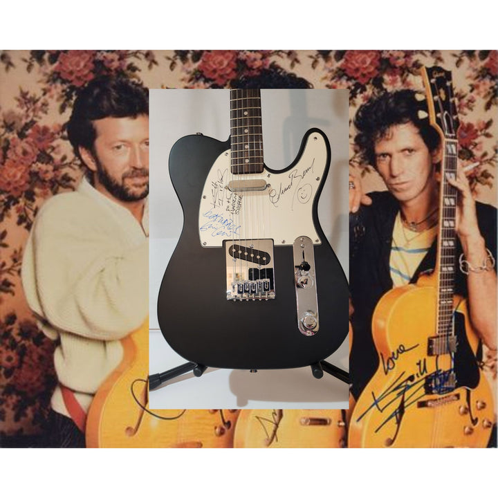Keith Richards (inscribed), Eric Clapton, & Chuck Berry authentic Fender telecaster full size electric guitar signed with proof