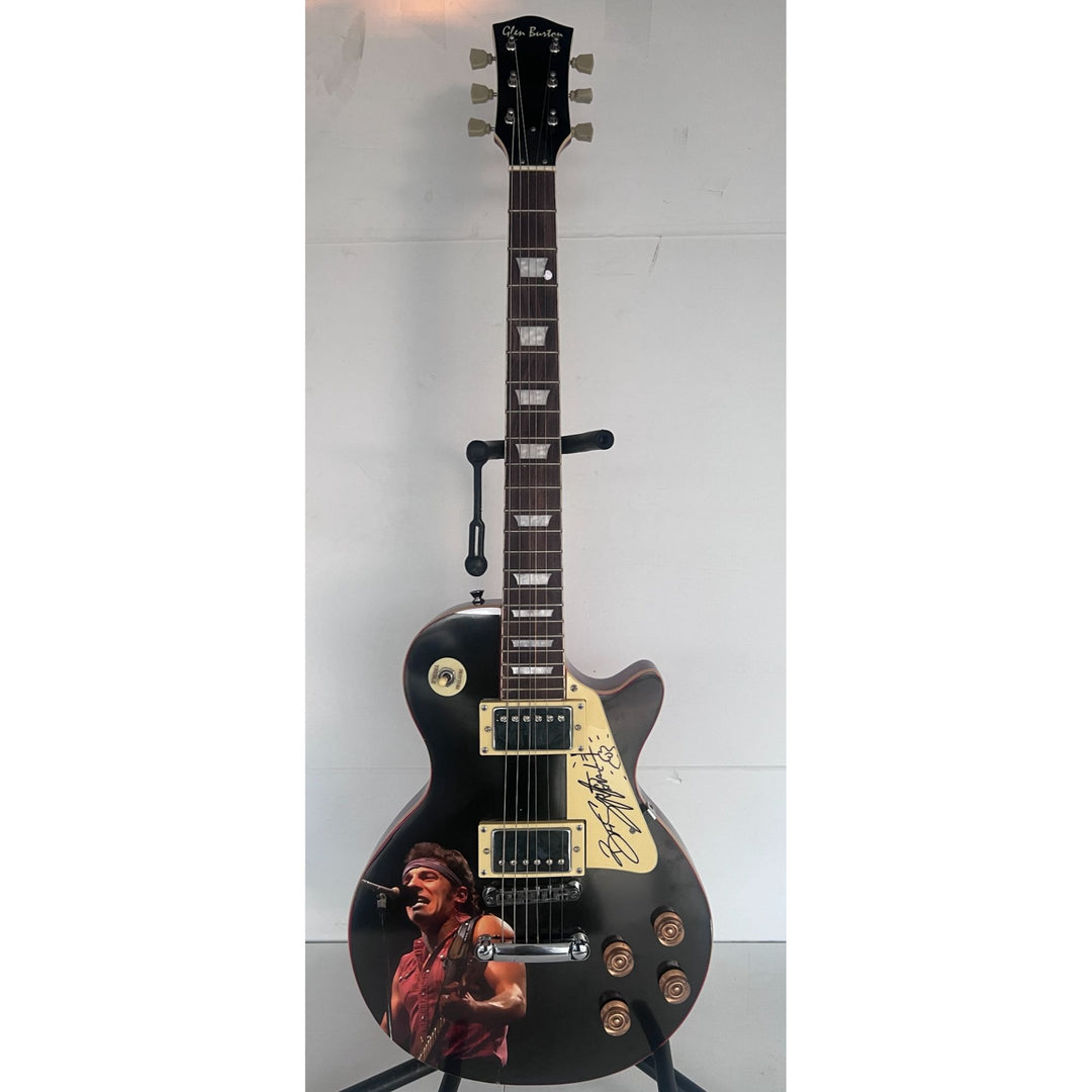 Bruce Springsteen one of a kind signed les paul electric guitar signed  with proof & sketch.