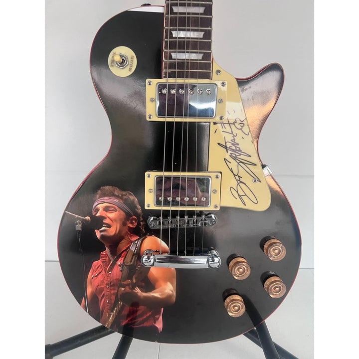 Bruce Springsteen one of a kind signed les paul electric guitar signed  with proof & sketch.