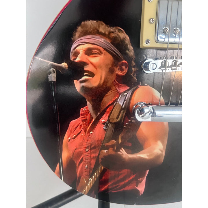 Bruce Springsteen one of a kind signed les paul electric guitar signed  with proof & sketch.