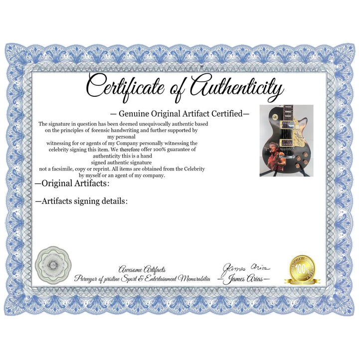 Bruce Springsteen one of a kind signed les paul electric guitar signed  with proof & sketch.