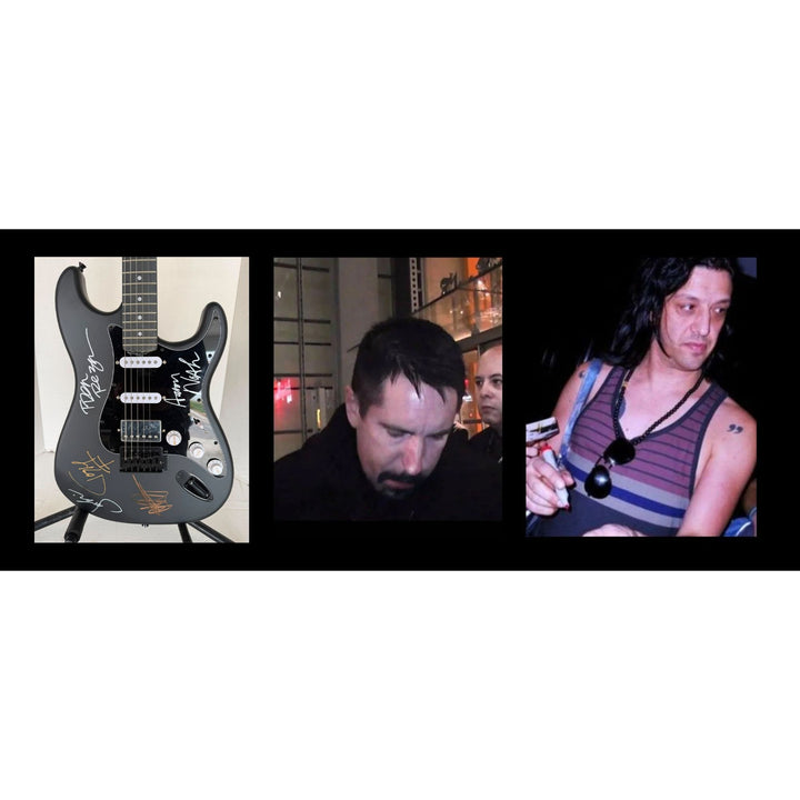 Nine Inch Nails, Jeordie White, Josh Freese, Trent Reznor, Alessandro Cortini, Aaron North stratocaster electric guitar signed with proof.