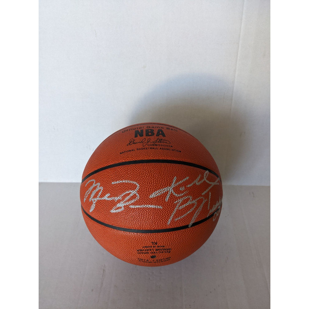 Kobe Bryant signed "Mamba Out "& Michael Jordan Spalding vintage NBA David Stern official game basketball signed with proof