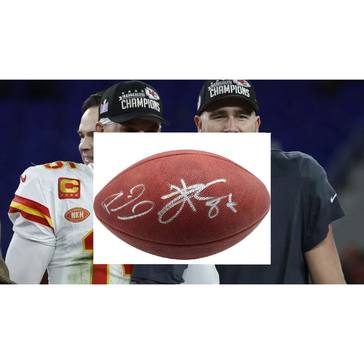 Patrick Mahomes Travis Kelce kansas city chiefs NFL Game Model Football signed with proof