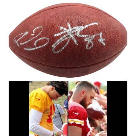 Patrick Mahomes Travis Kelce kansas city chiefs NFL Game Model Football signed with proof