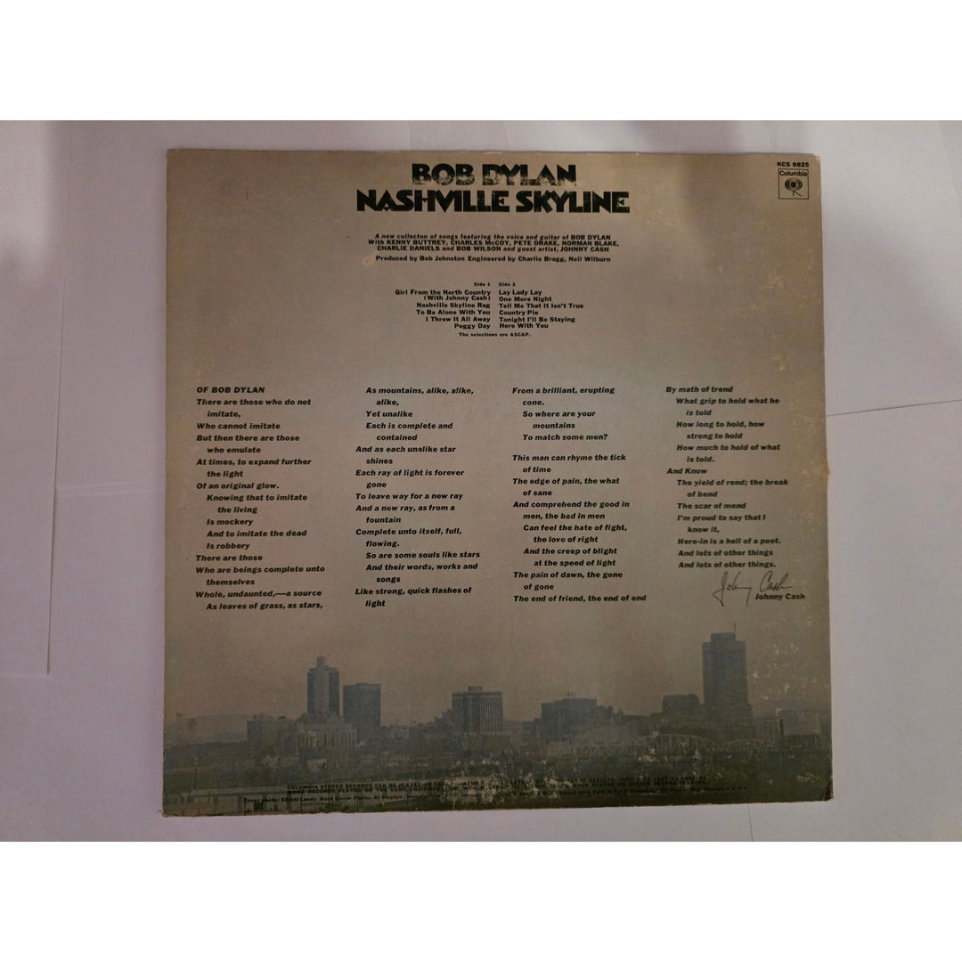 Bob Dylan "Nashville Skyline" LP signed with proof.