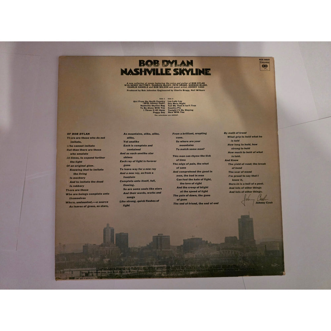 Bob Dylan "Nashville Skyline" LP signed with proof.