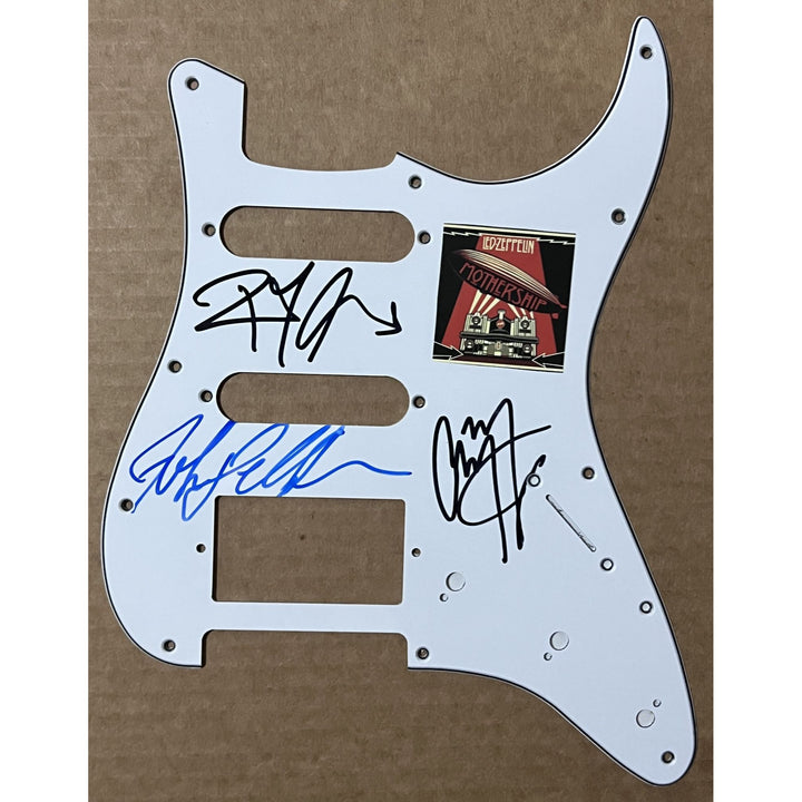 Jimmy Page John Paul Jones Robert Plant Led Zeppelin electric  guitar pickguard signed with proof