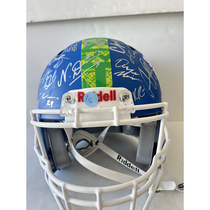 Super Bowl LIX 2025 Philadelphia Eagles pro game model helmet team signed with 40 plus signatures & signing proof .