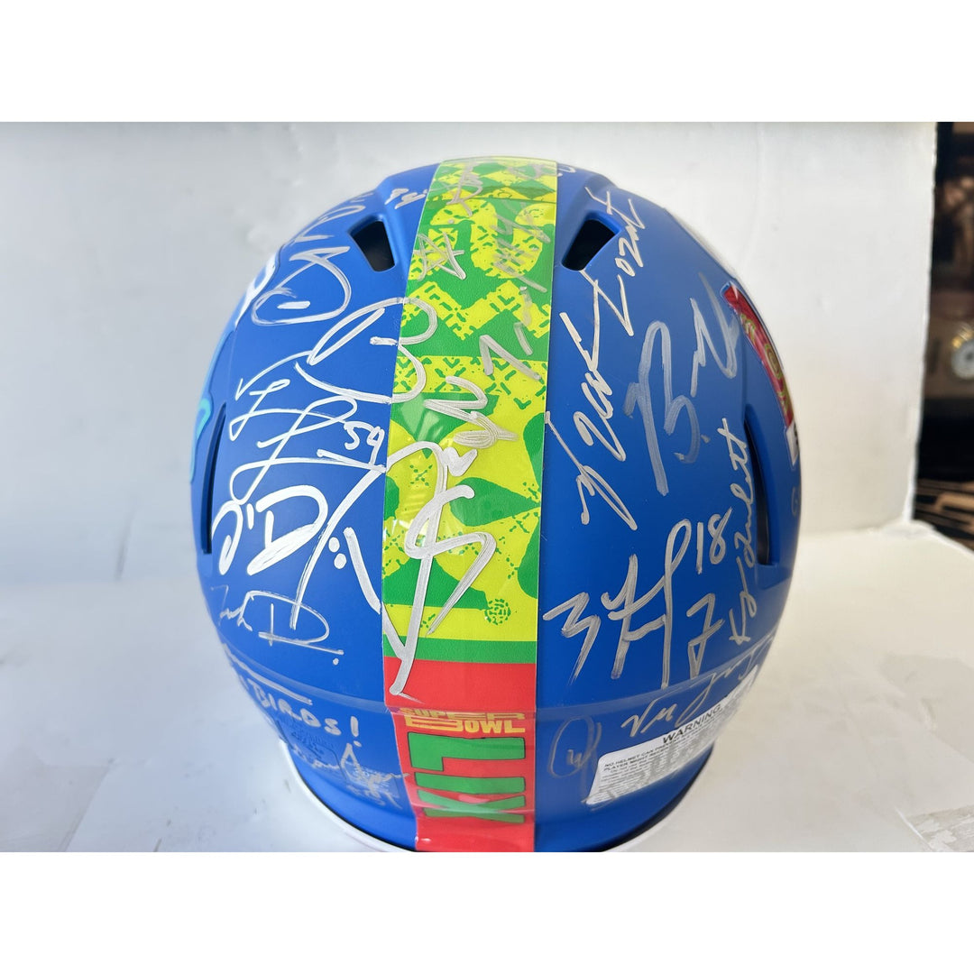 Super Bowl LIX 2025 Philadelphia Eagles pro game model helmet team signed with 40 plus signatures & signing proof .