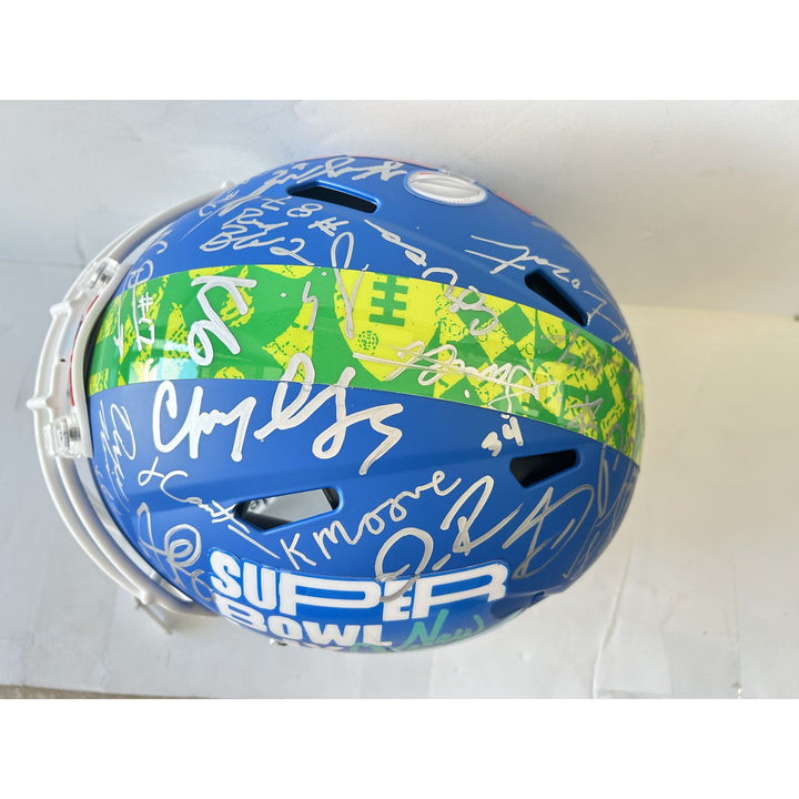 Super Bowl LIX 2025 Philadelphia Eagles pro game model helmet team signed with 40 plus signatures & signing proof .