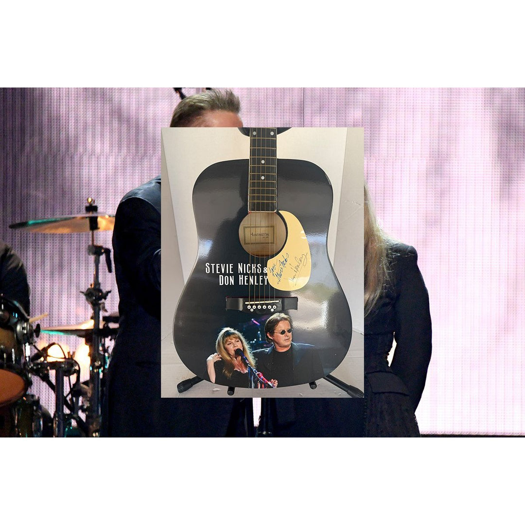 Stevie Nicks and Don Henley one of a kind acoustic guitar signed with proof.