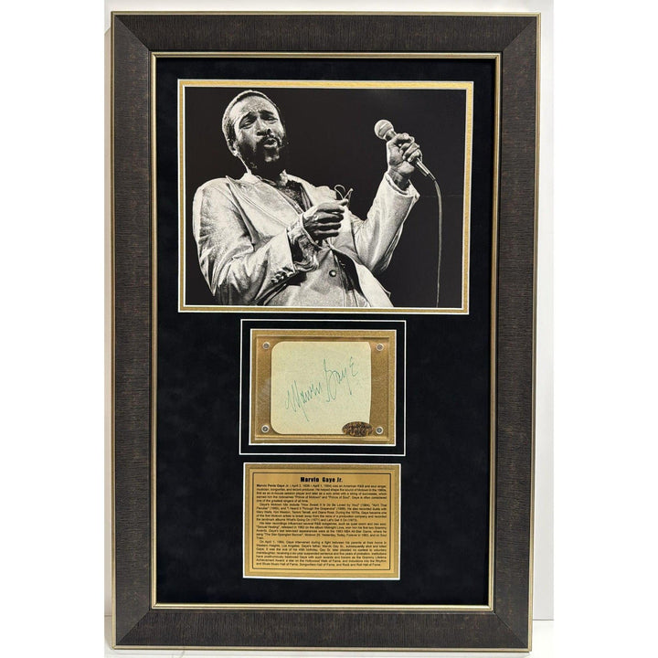 Marvin Gaye vintage autograph book page signed with museum quality frame