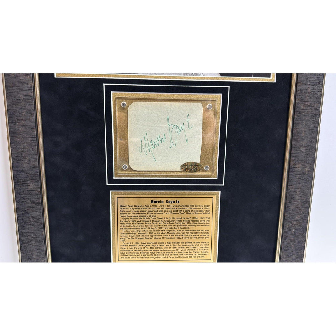 Marvin Gaye vintage autograph book page signed with museum quality frame