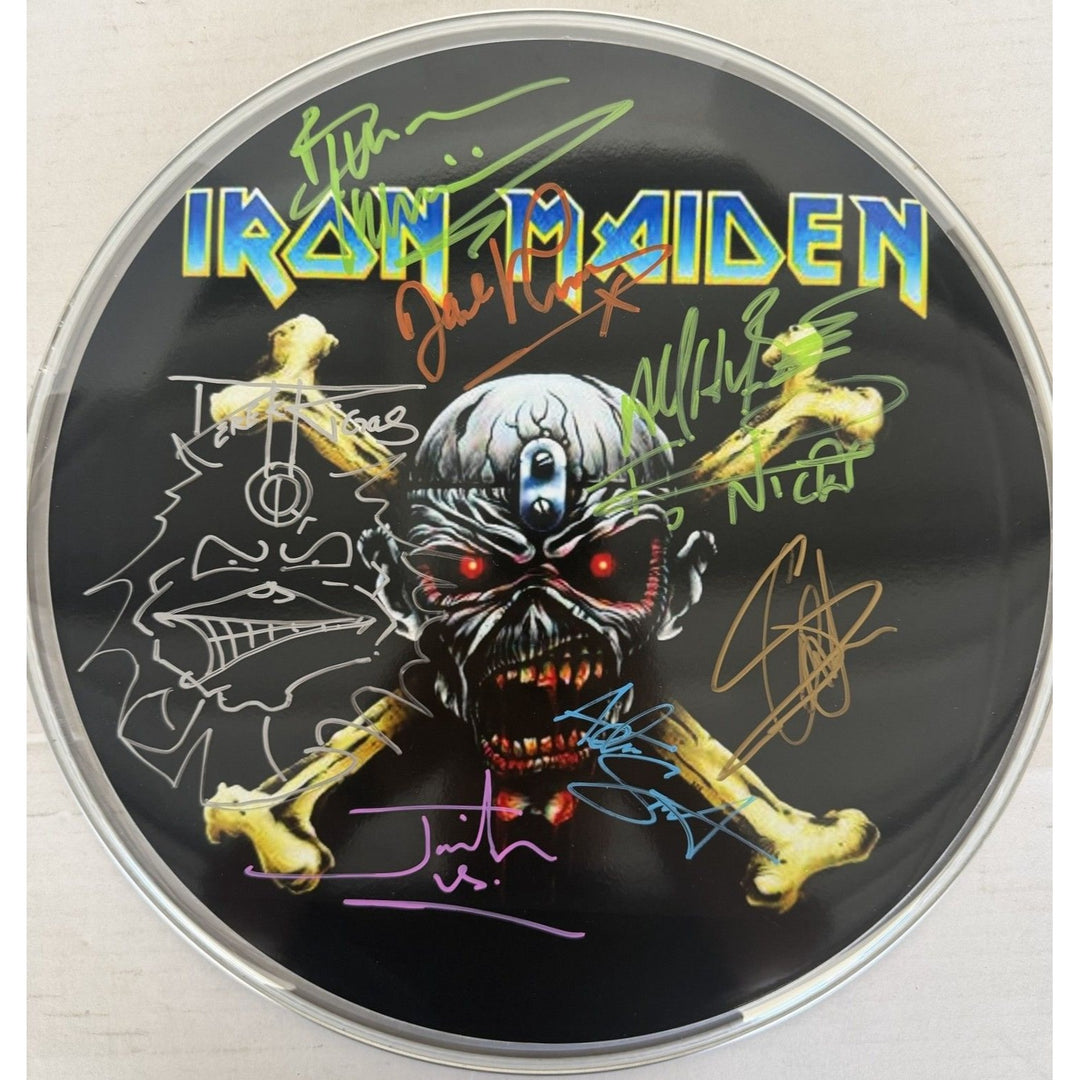 Iron Maiden one-of-a-kind drumhead signed with proof.