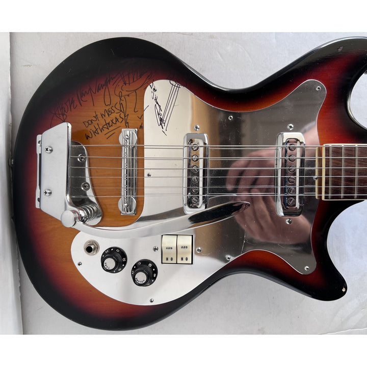 Stevie Ray Vaughan 1960s full size vintage electric guitar  signed with hand sketch & signing proof.