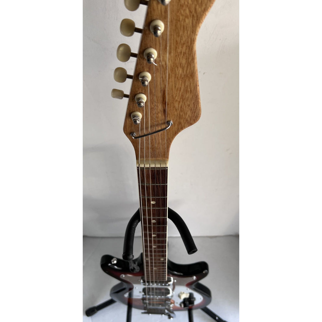 Stevie Ray Vaughan 1960s full size vintage electric guitar  signed with hand sketch & signing proof.