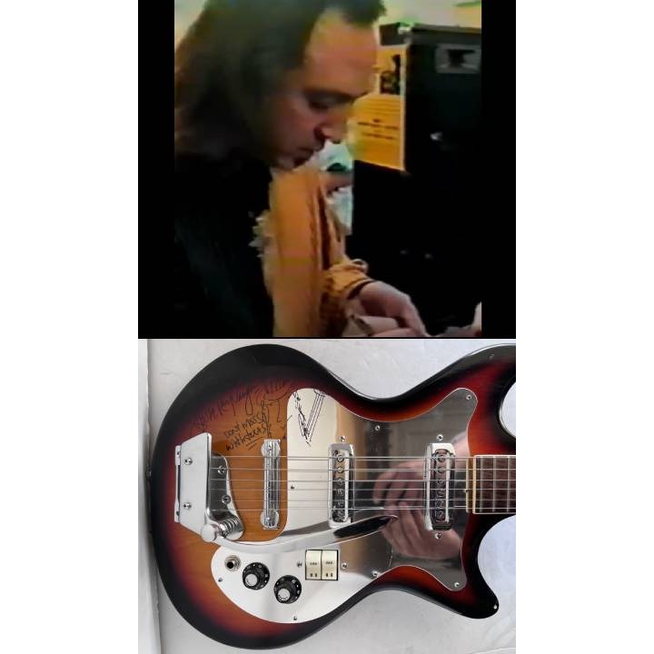 Stevie Ray Vaughan 1960s full size vintage electric guitar  signed with hand sketch & signing proof.