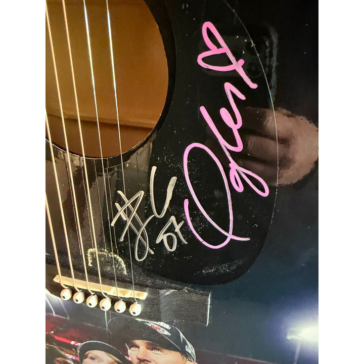 Travis Kelce  and Taylor Swift full size acoustic guitar signed with proof