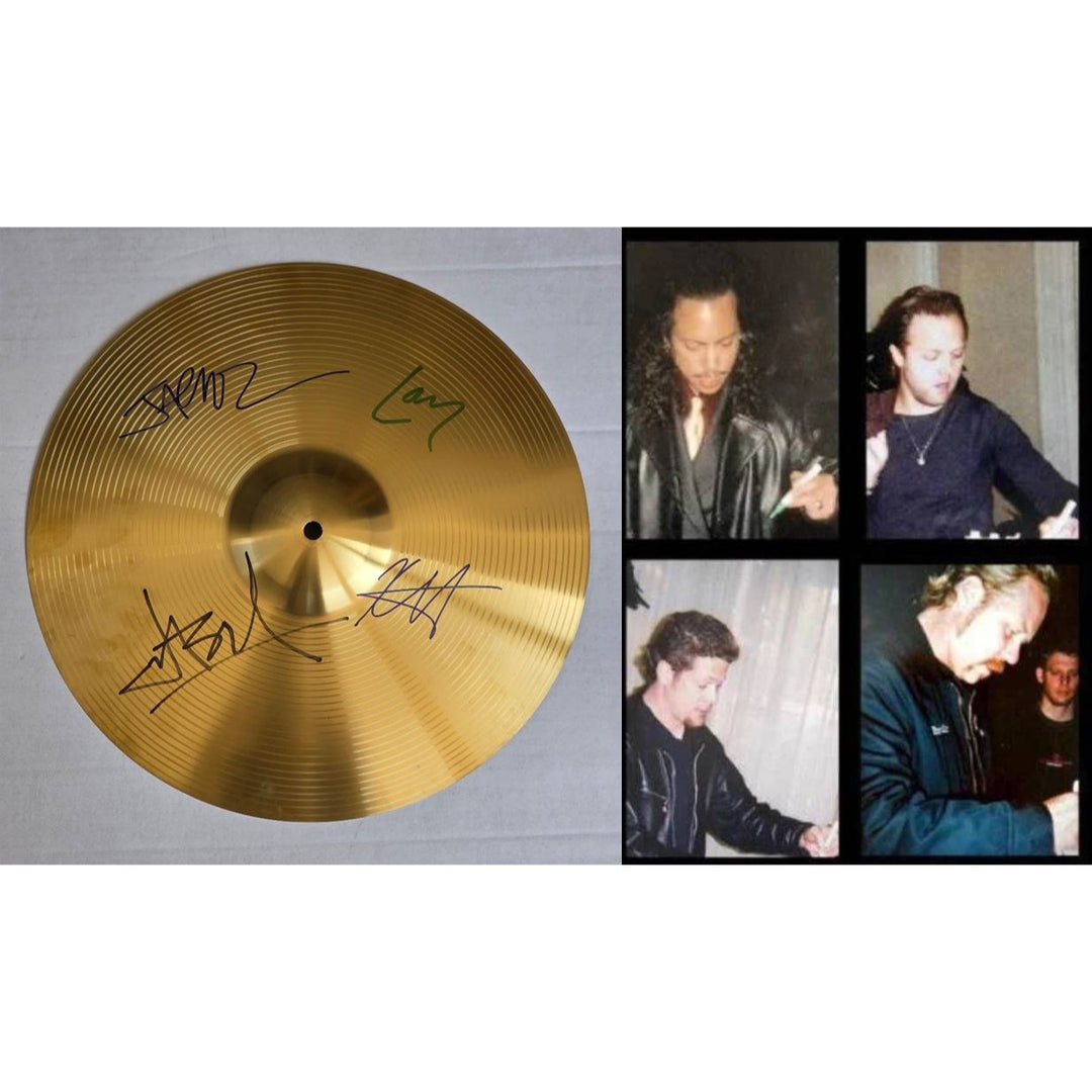 Metallica James Hetfield Lars Ulrich kirk Hammett Jason Newsted 16 inch Cymbal signed with proof.